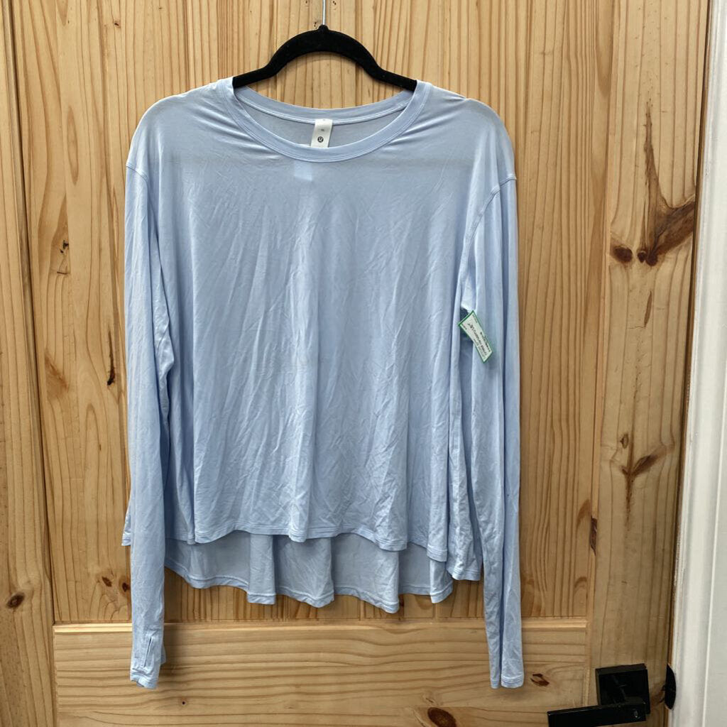 WOMENS LULULEMON LT BLUE LS CROP TOP SHIRT 10