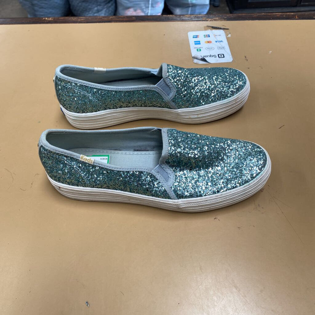 WOMENS KEDS KATE SPADE LT BLUE SEQUIN 9