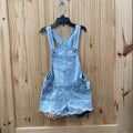 GIRLS OLD NAVY LT DENIM RED/WHITE/BLUE OVERALLS M 8