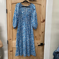 WOMENS J.CREW CYAN/WHITE FLORAL DRESS L