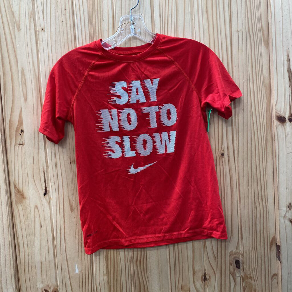 BOYS NIKE SAY NO TO SLOW RED/WHITE SHIRT M 10