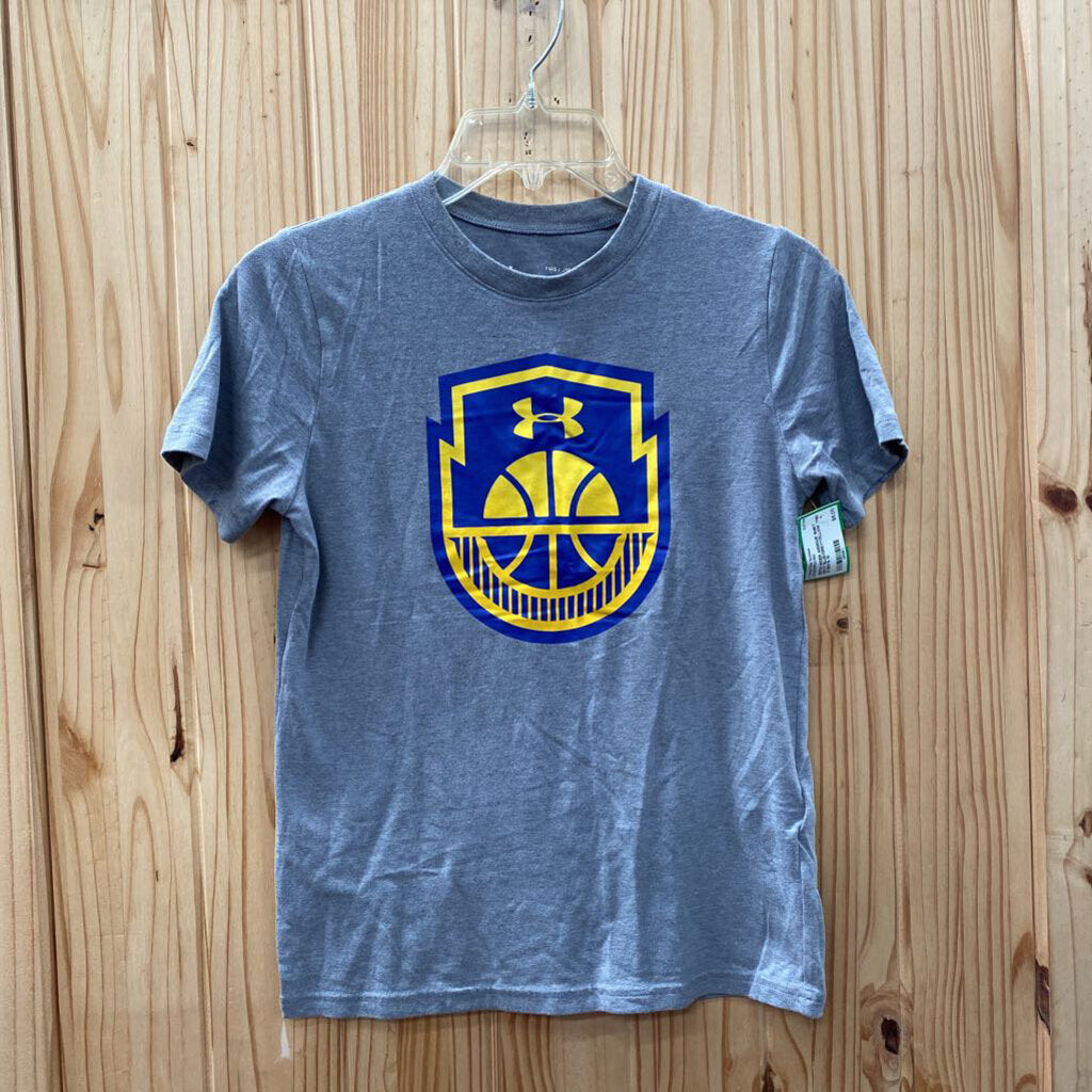 BOYS UNDER ARMOUR SHIRT NAVY BLUE/GREY/YELLOW YMD 10