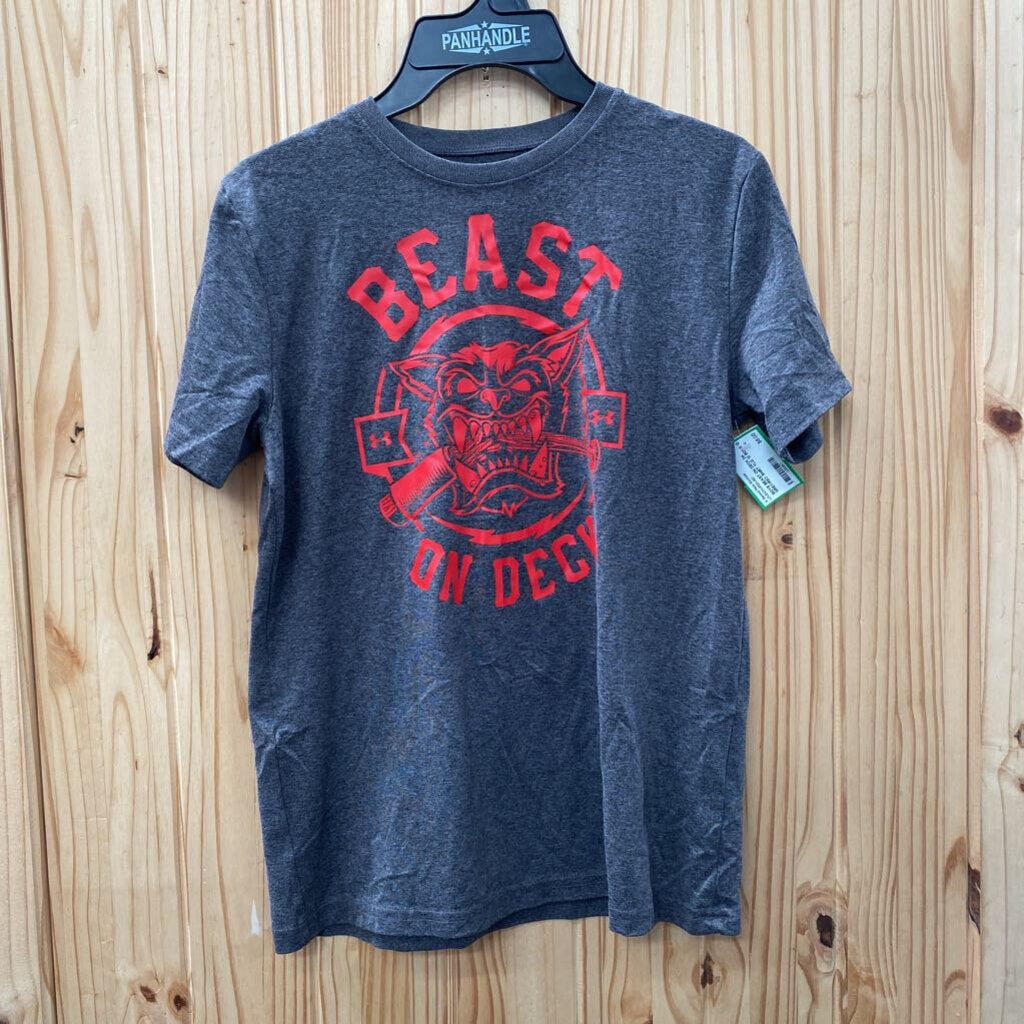 BOYS BEAST ON DECK DK GREY/RED SHIRT YLG 12