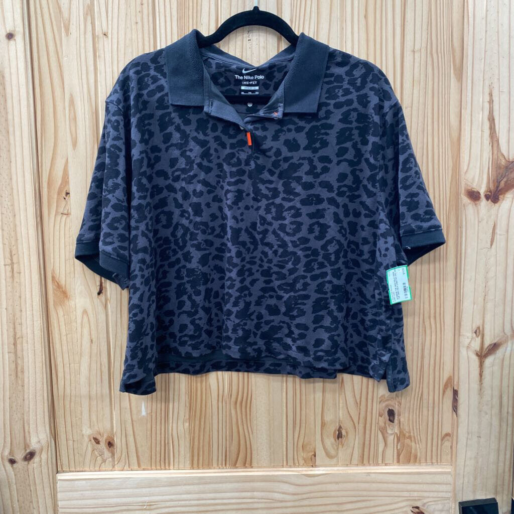 WOMENS THE NIKE POLO CROP TOP GREY/BLK CHEETAH XXL