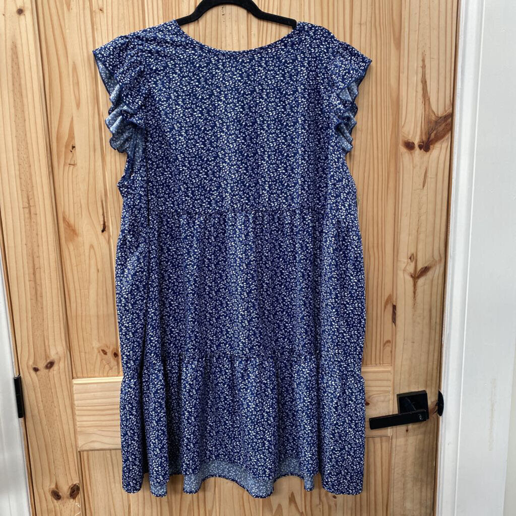 WOMENS EMRY ROSE BLUE FLORAL SL DRESS 3XL