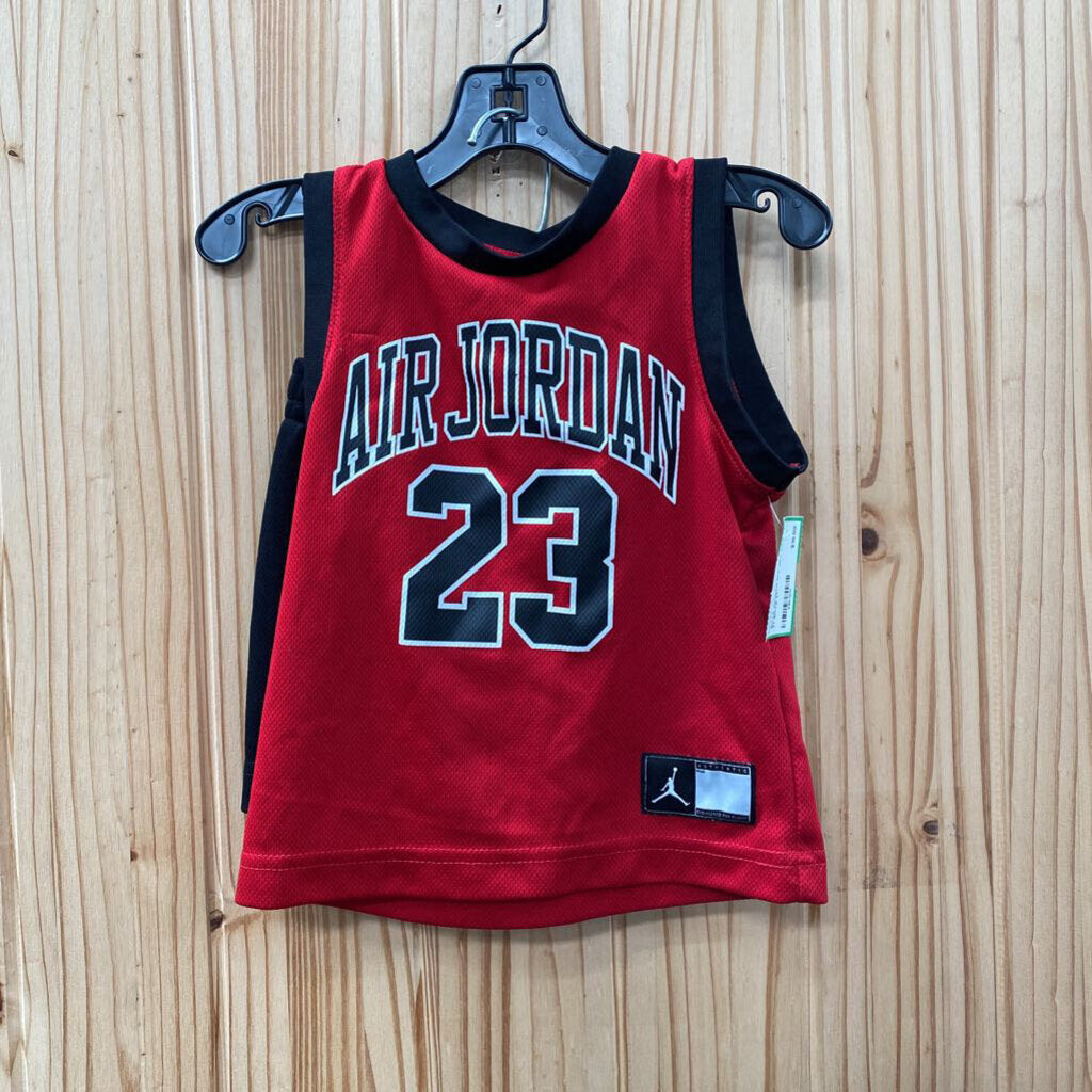 BOYS JORDAN 2PC SET RED/BLK 2T