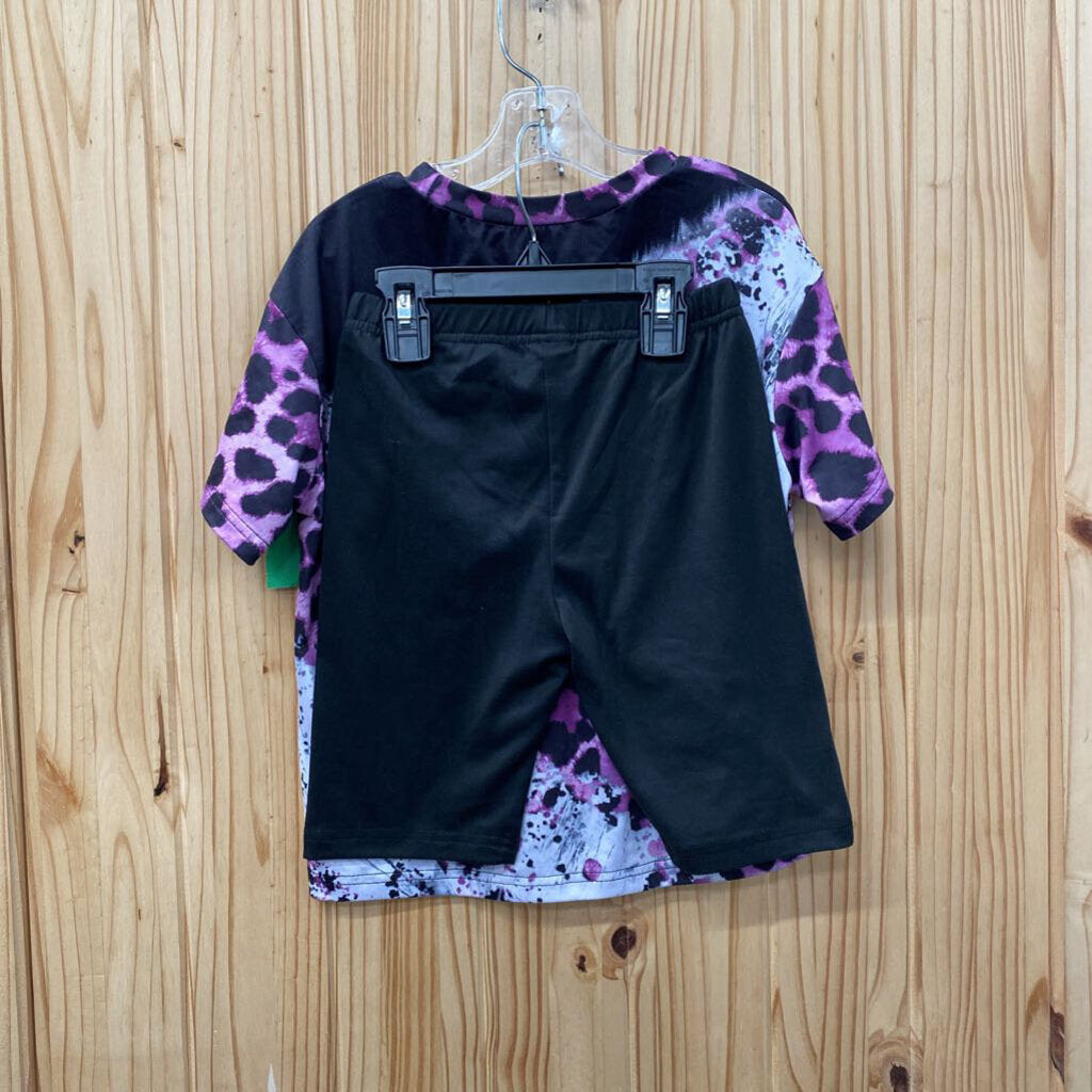 GIRLS BEAUTIFUL CRAZY 2PC SET PURPLE/BLK LEOPARD 7