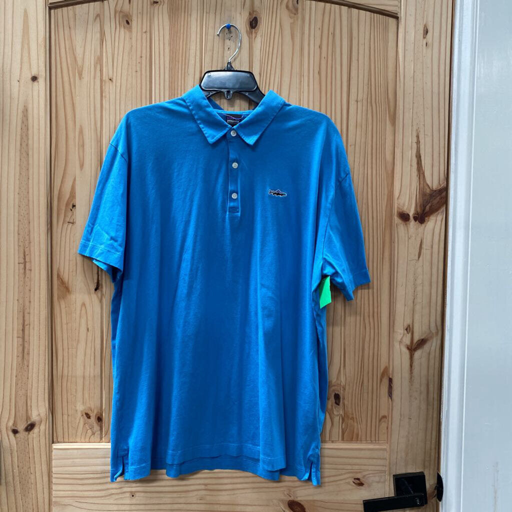 MENS PATAGONIA LT BLUE POLO SHIRT XL
