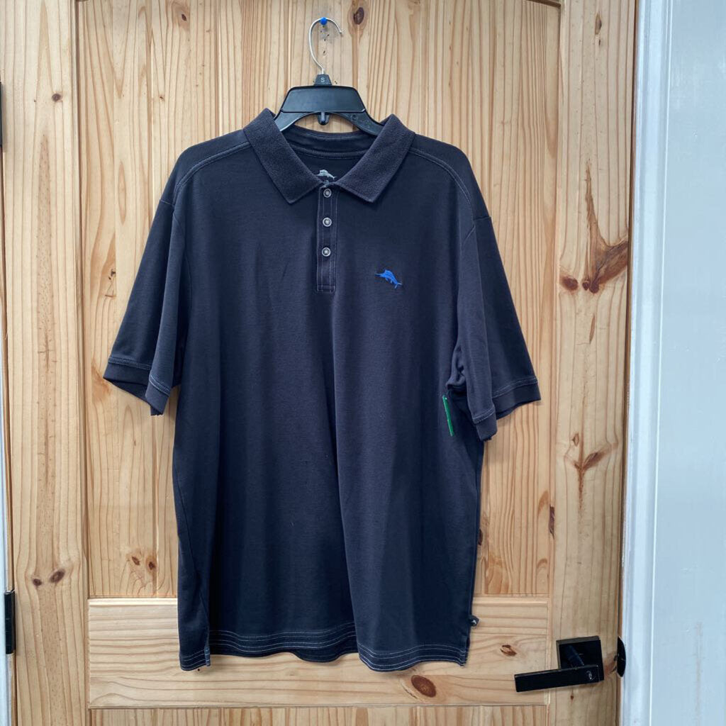 MENS TOMMY BAHAMA BLK POLO SHIRT XL