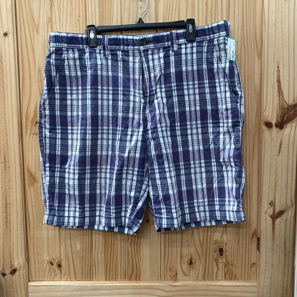 MENS TOMMY HILFIGER BLUE/WHITE PLAID SHORTS 40