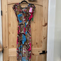 WOMENS ACE FASHION DRESS BROWN/DK PINK/SKY BLUE M NWT