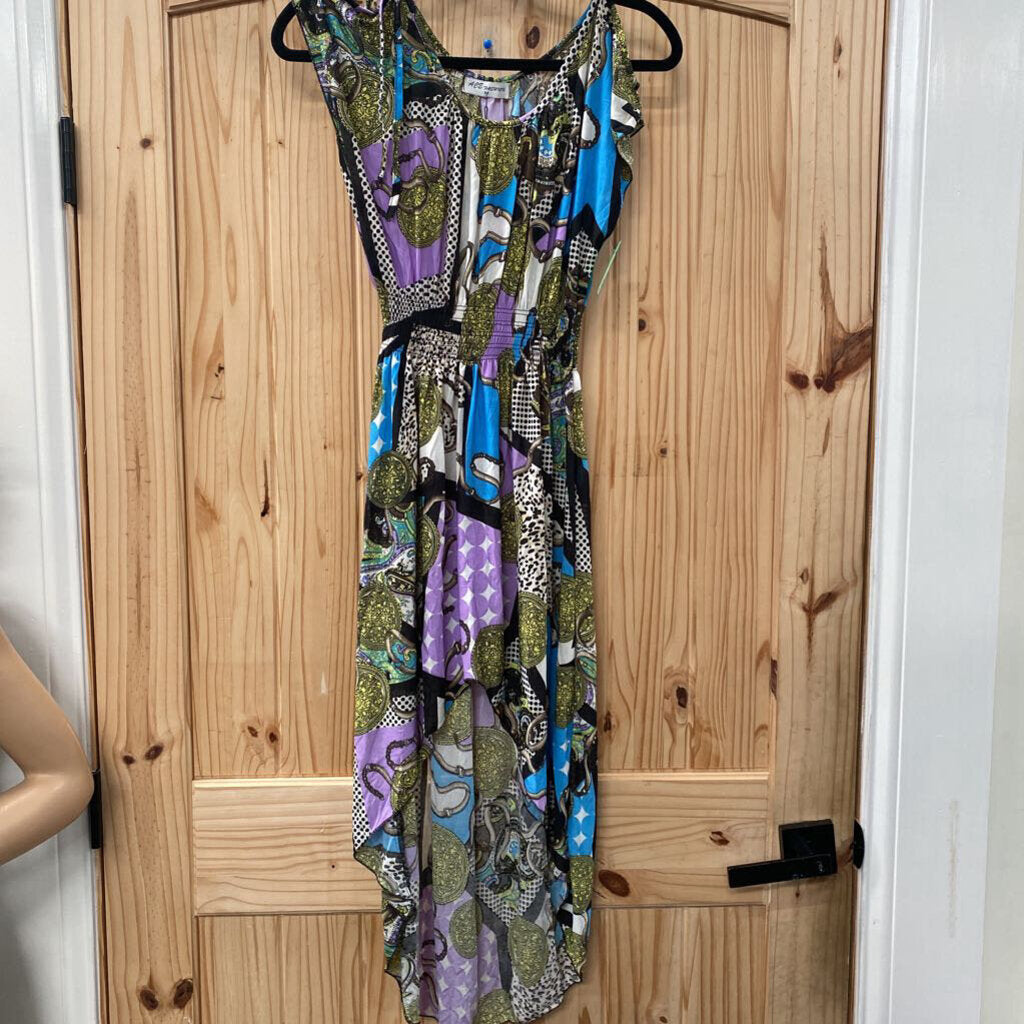 WOMENS DRESS SKY BLUE/PURPLE/BLK/YELLOW M NWT