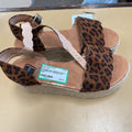 WOMENS AMS WEDGE SANDALS DK CHESTNUT LEOPARD 7 1/2