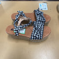 WOMENS AMS BLK/WHITE CHECKERED WEDGE SANDALS 7 1/2 NEW