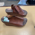 WOMENS PIERRE DUMAS BROWN WEDGE SANDALS 7