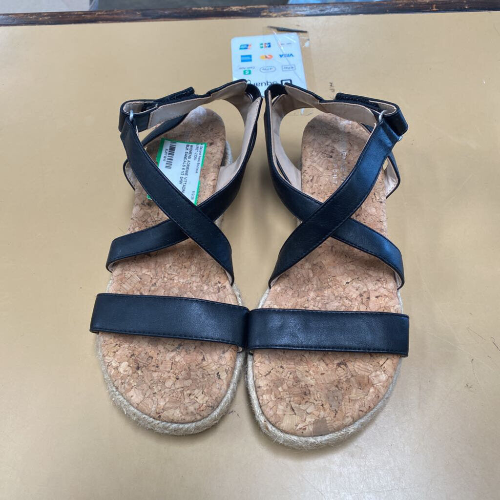 WOMENS ADRIENNE VITTADINI BLK SANDALS 6 1/2