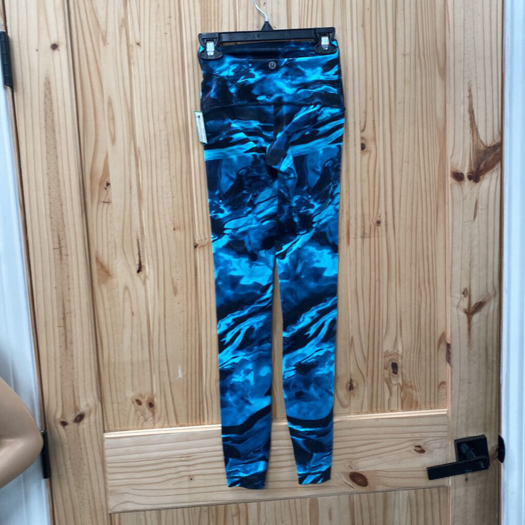 WOMENS LULULEMON SKY BLUE/BLK SWIRL 2 NWOT