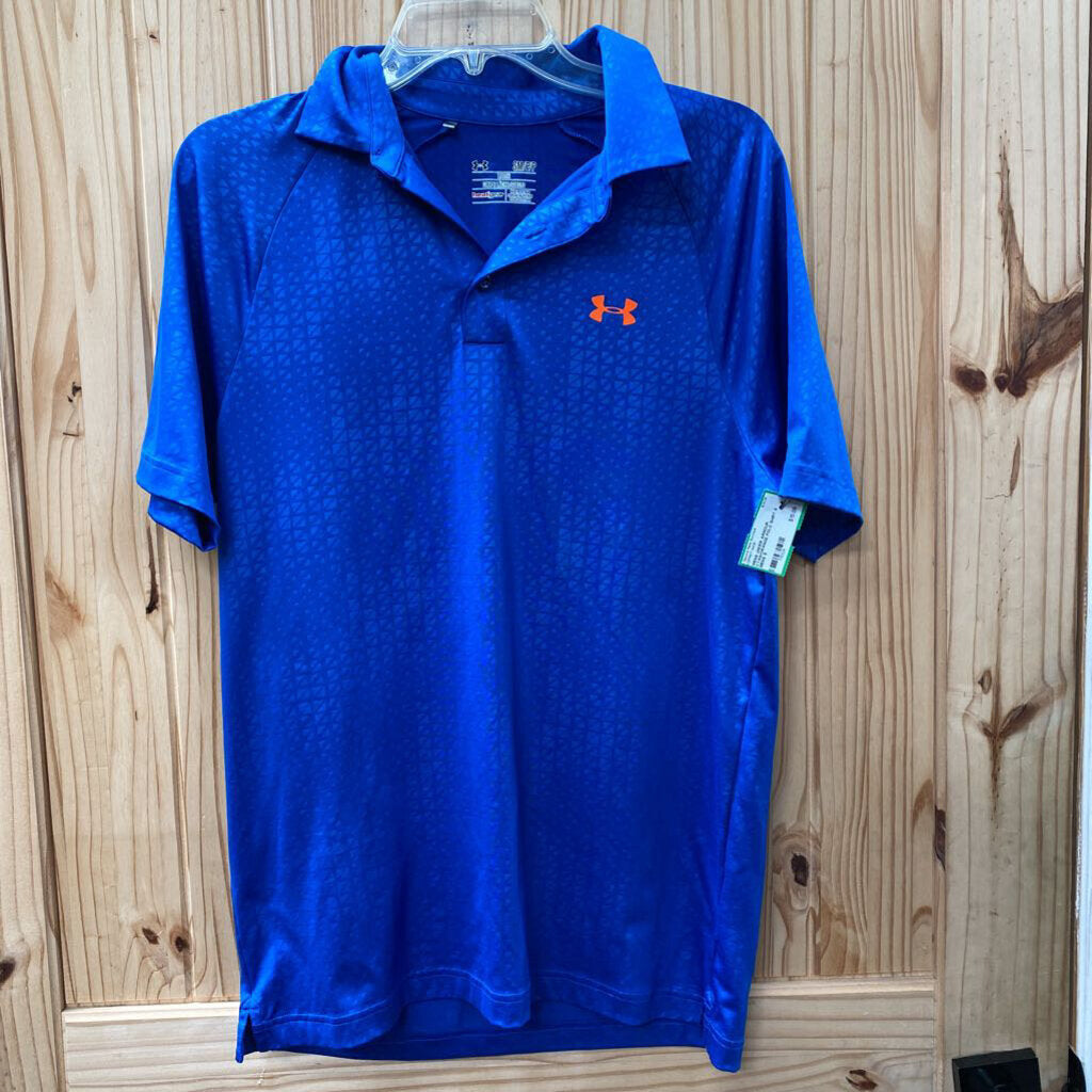 MENS UNDER ARMOUR CYAN/ORANGE POLO SHIRT S