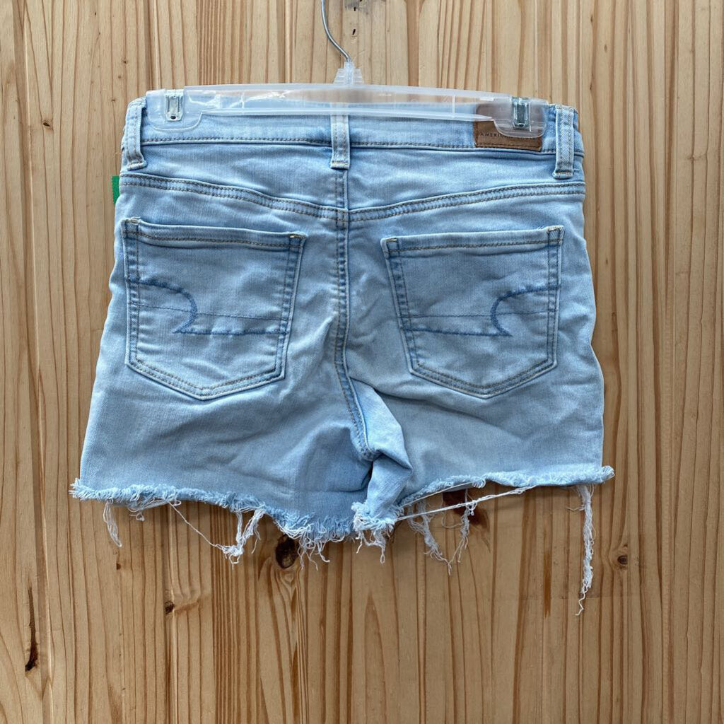 WOMENS AMERICAN EAGLE LT DENIM SHORTS 0