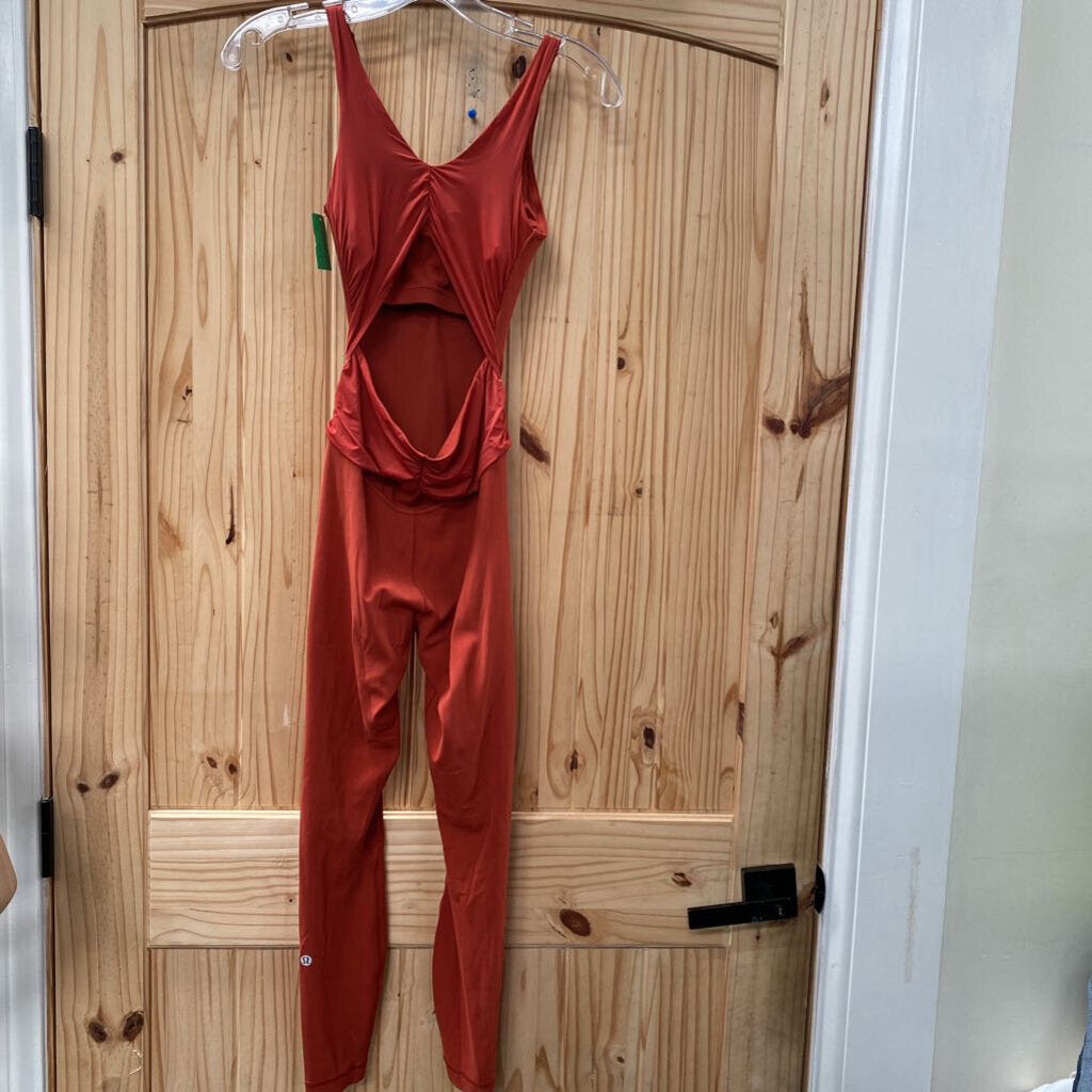 WOMENS LULULEMON BURNT ORANGE SL ROMPER 0