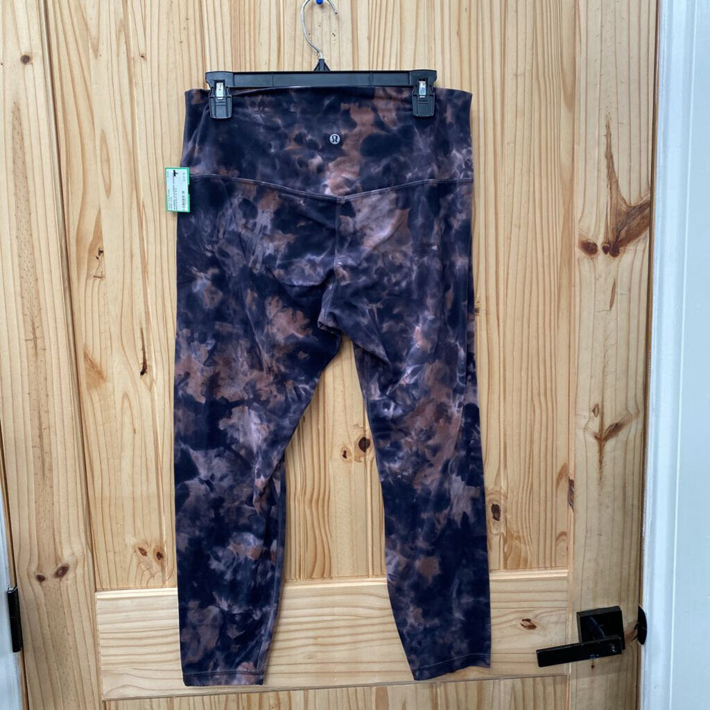 WOMENS LULULEMON LEGGINGS MAUVE/BLK 12