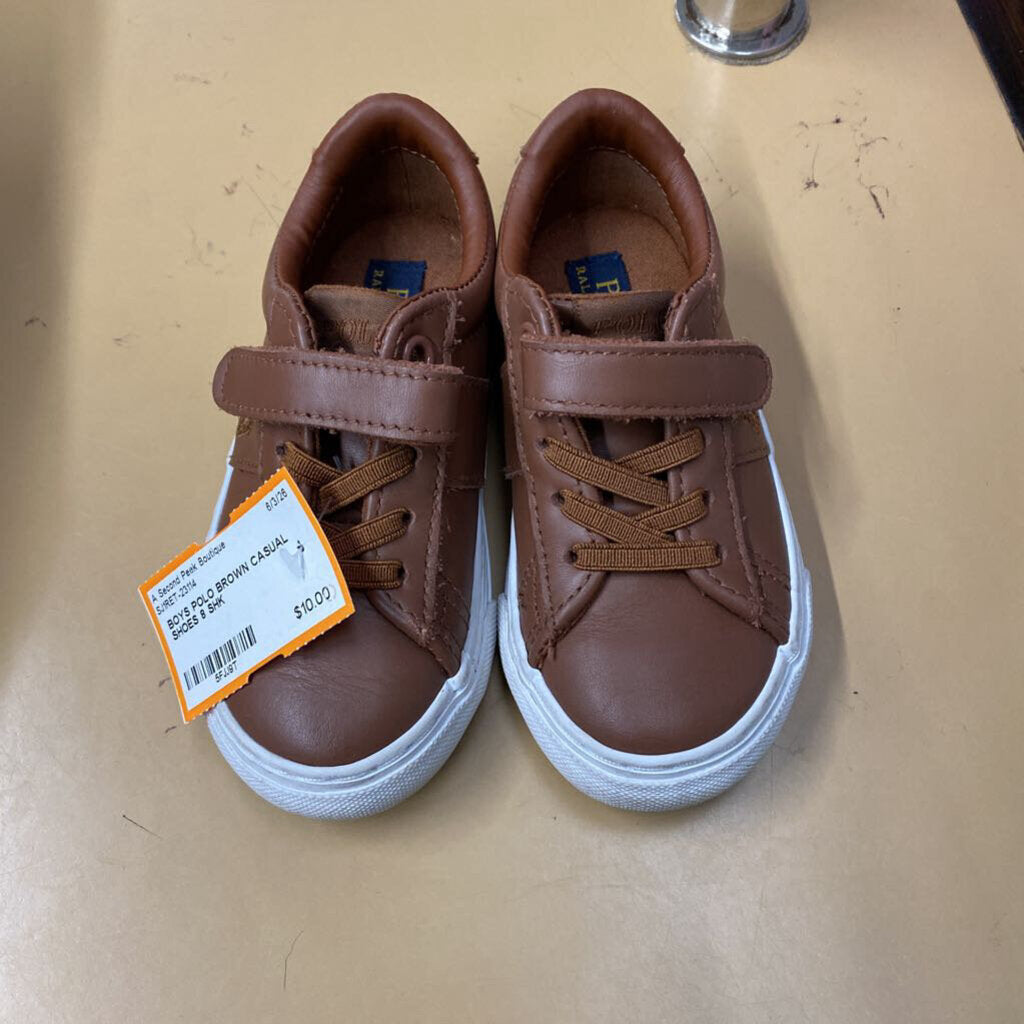 BOYS POLO BROWN CASUAL SHOES 8