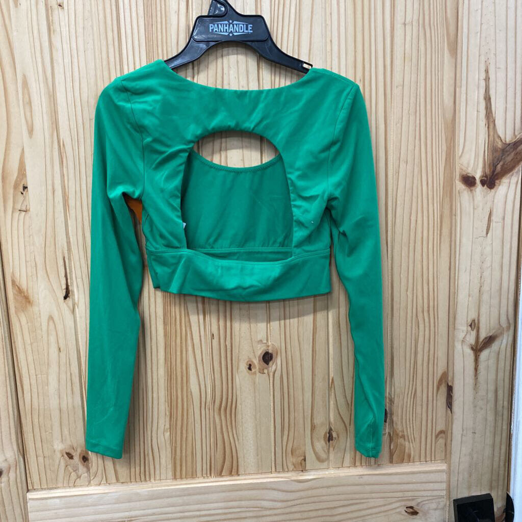 WOMENS OFFLINE BY AERIE LS GREEN CROP TOP S