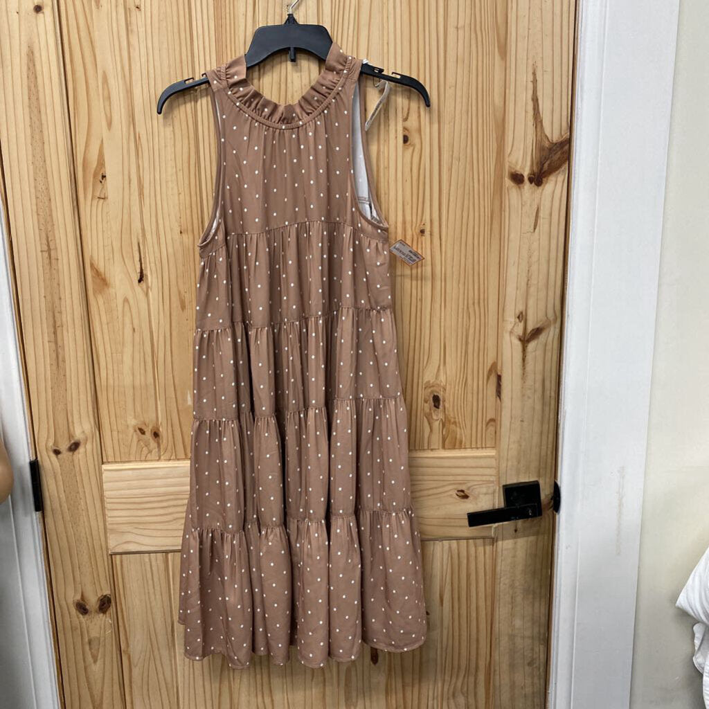 WOMENS THE DROP SL CASUAL SKIRT DK TAN W/WHITE DOTS S NWT