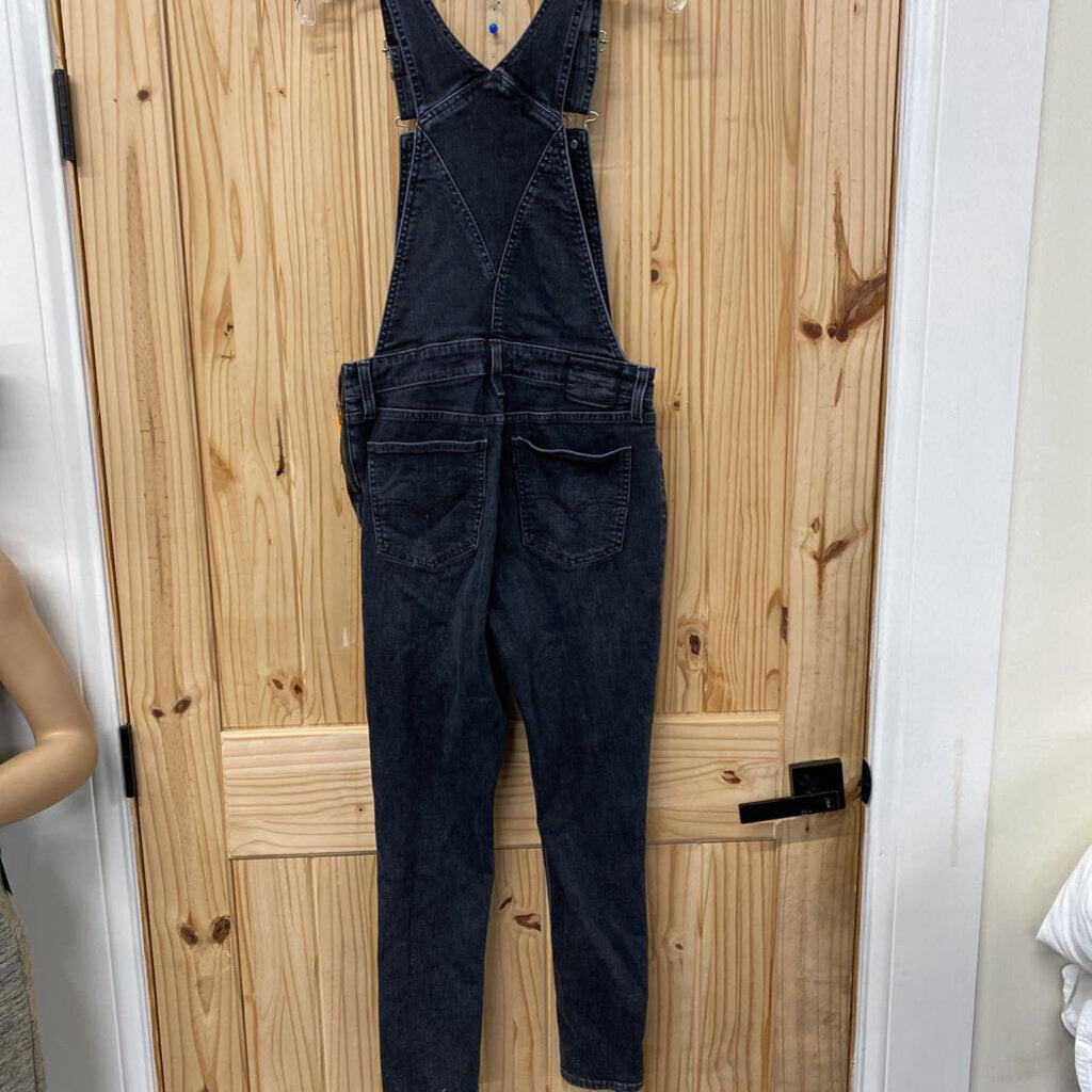 WOMENS LEVIS BLK DENIM OVERALLS 30
