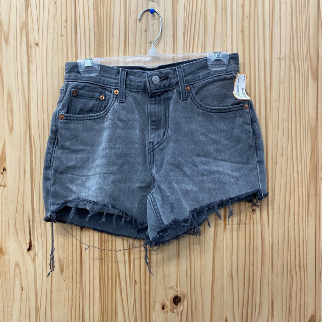 WOMENS LEVIS GREY WASHED DENIM SHORTS 26