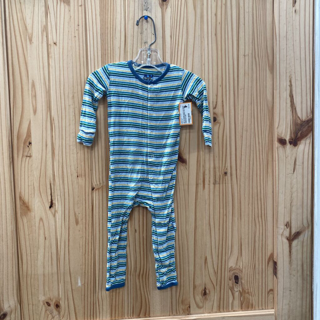 BOYS KICKEE PANTS SLEEPER BLUE/WHITE/GREEN/YELLOW 9/18M