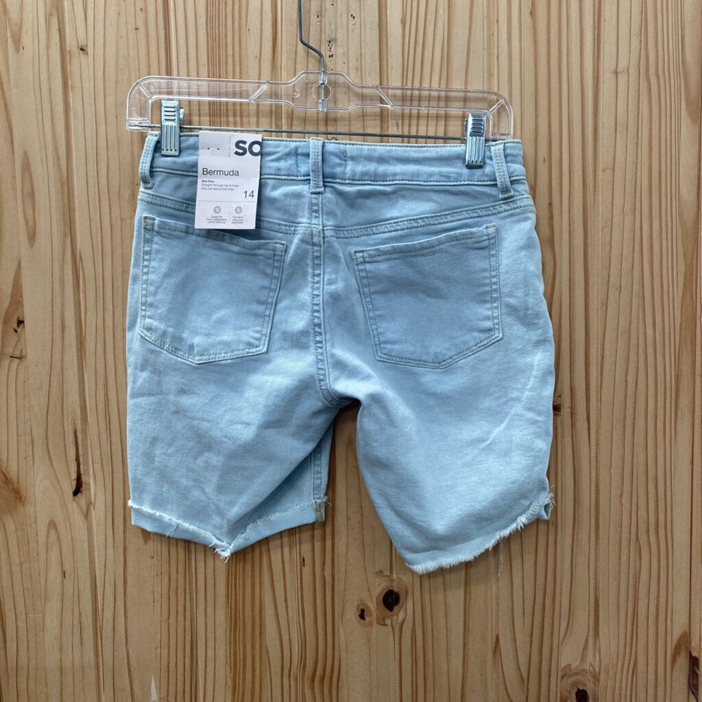 GIRLS SO LT DENIM SHORTS 14 NWT