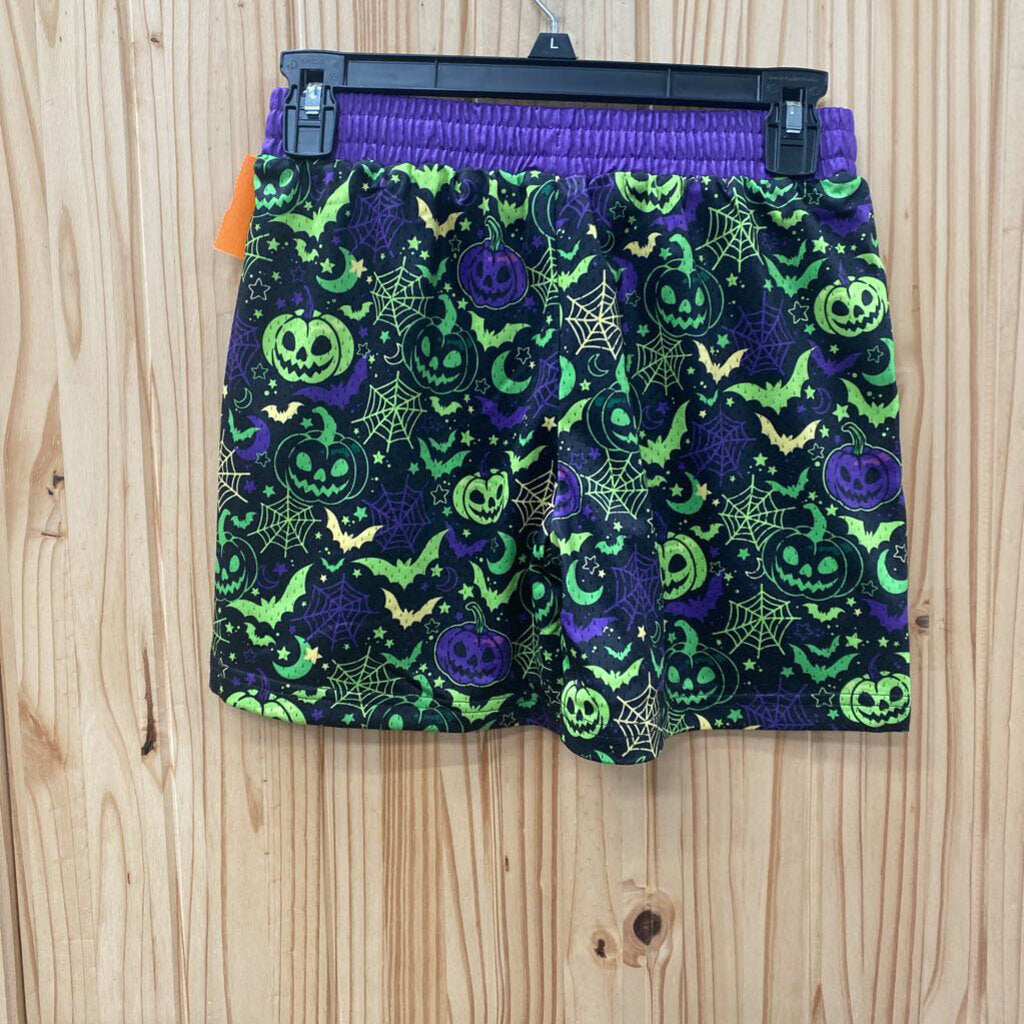 BOYS BASEBALL 101 HALLOWEEN THEME SHORTS PURPLE/BLK/LIME GREEN YOUTH M 10 NWT