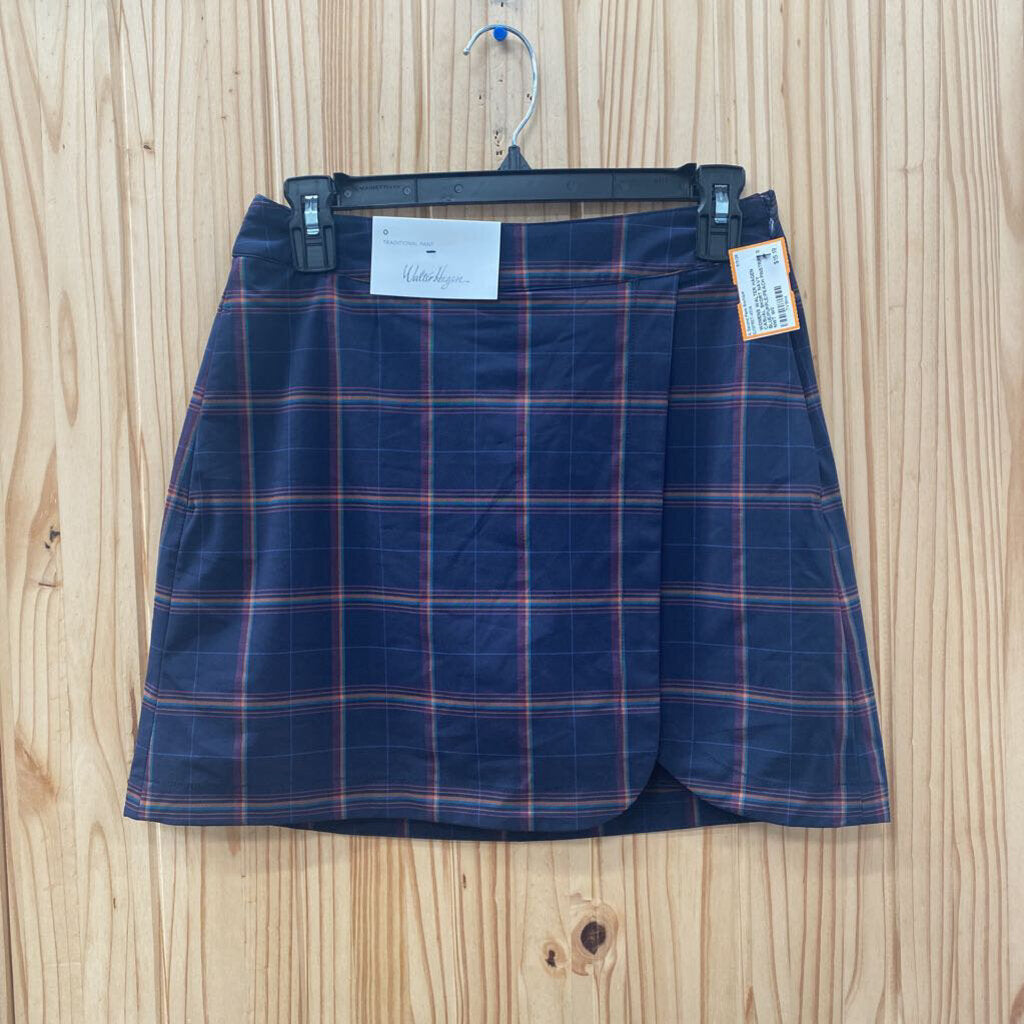 WOMENS WALTER HAGEN CASUAL SKORT NAVY BLUE/PURPLE/PEACH PINSTRIPE 0 NWT