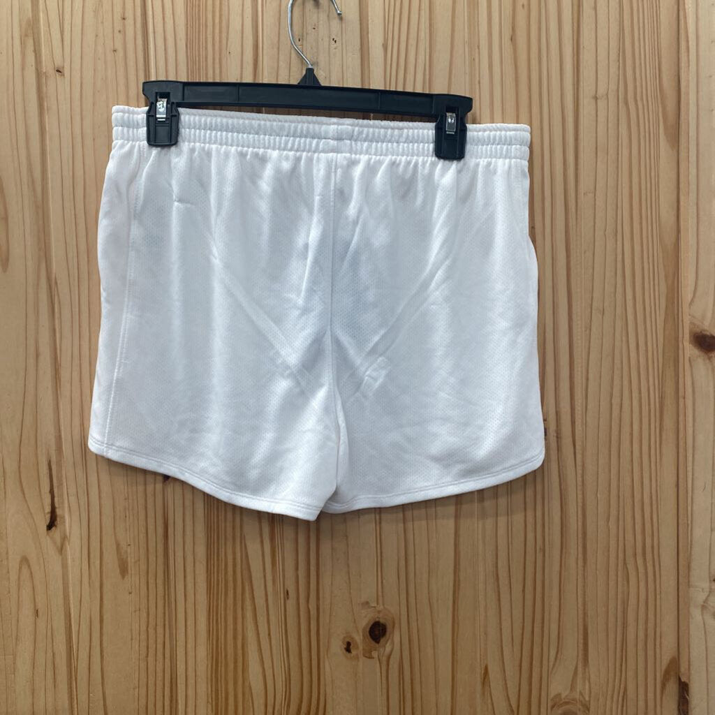GIRLS UNDER ARMOUR SHORTS WHITE/BLK YL 12 NWT