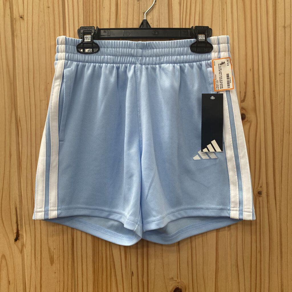 BOYS ADIDAS LT BLUE/WHITE SHORTS M 10/12 NWT