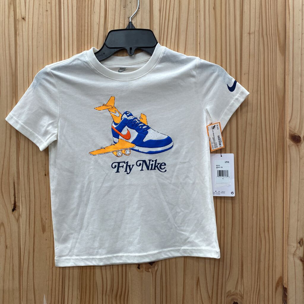 BOYS NIKE SHIRT WHITE/CYAN/ORASNGE M 6 NWT