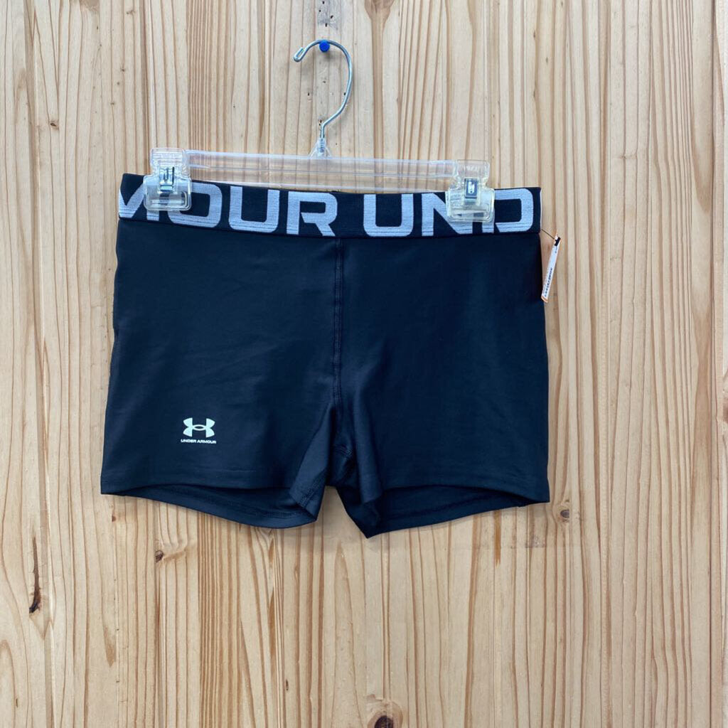 GIRLS UNDER ARMOUR BLK/WHITE SHORTS YL 12 NWT