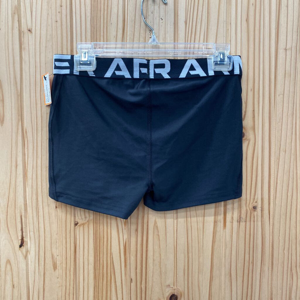 GIRLS UNDER ARMOUR BLK/WHITE SHORTS YL 12 NWT
