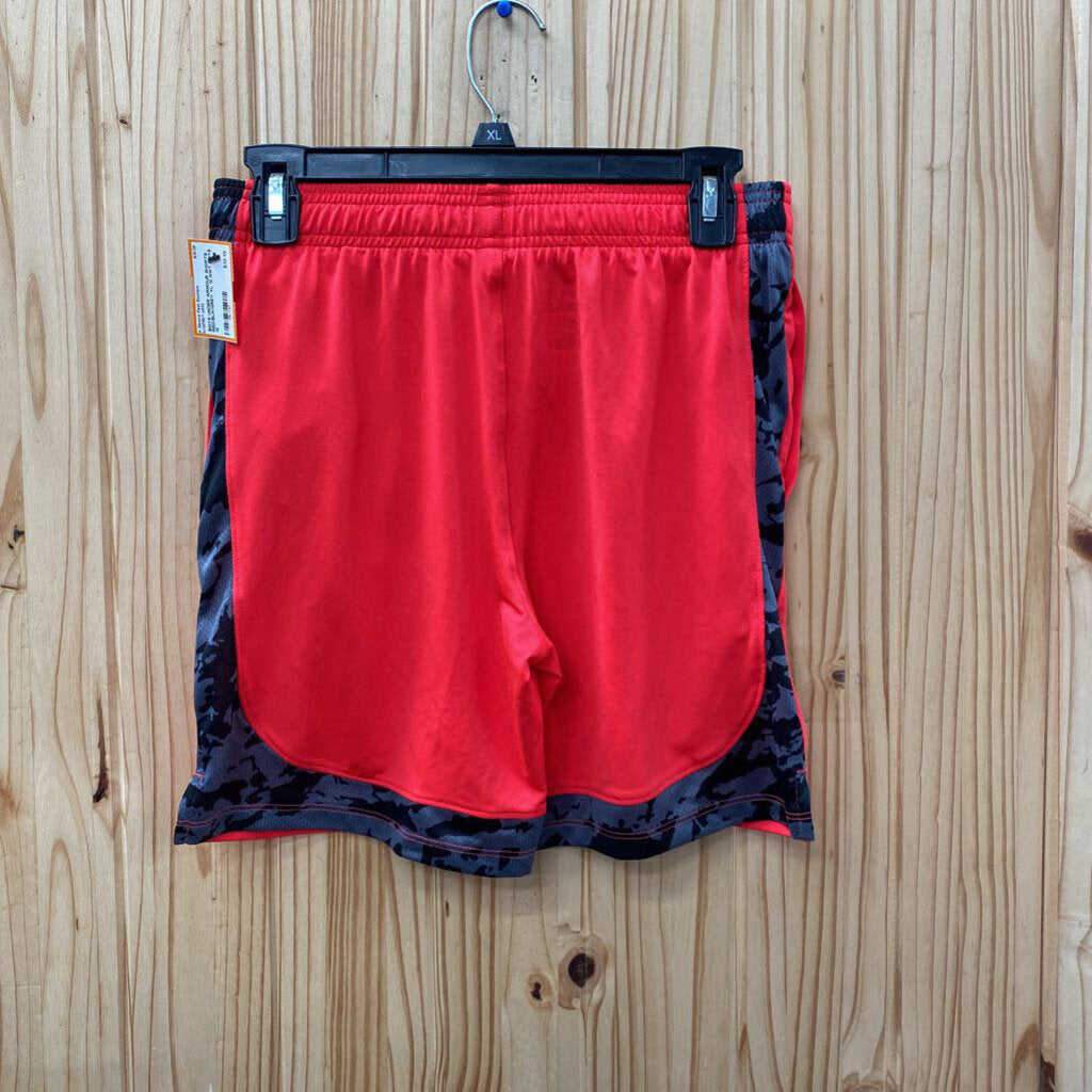 BOYS UNDER ARMOUR SHORTS RED/BLK/GREY YL 12 NWT