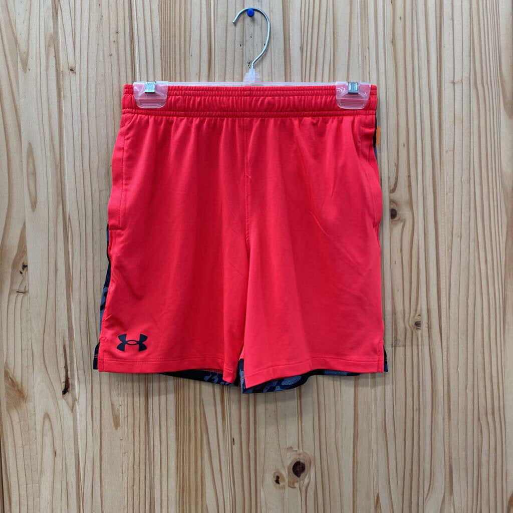 BOYS UNDER ARMOUR SHORTS RED/BLK/GREY YM 10 NWT