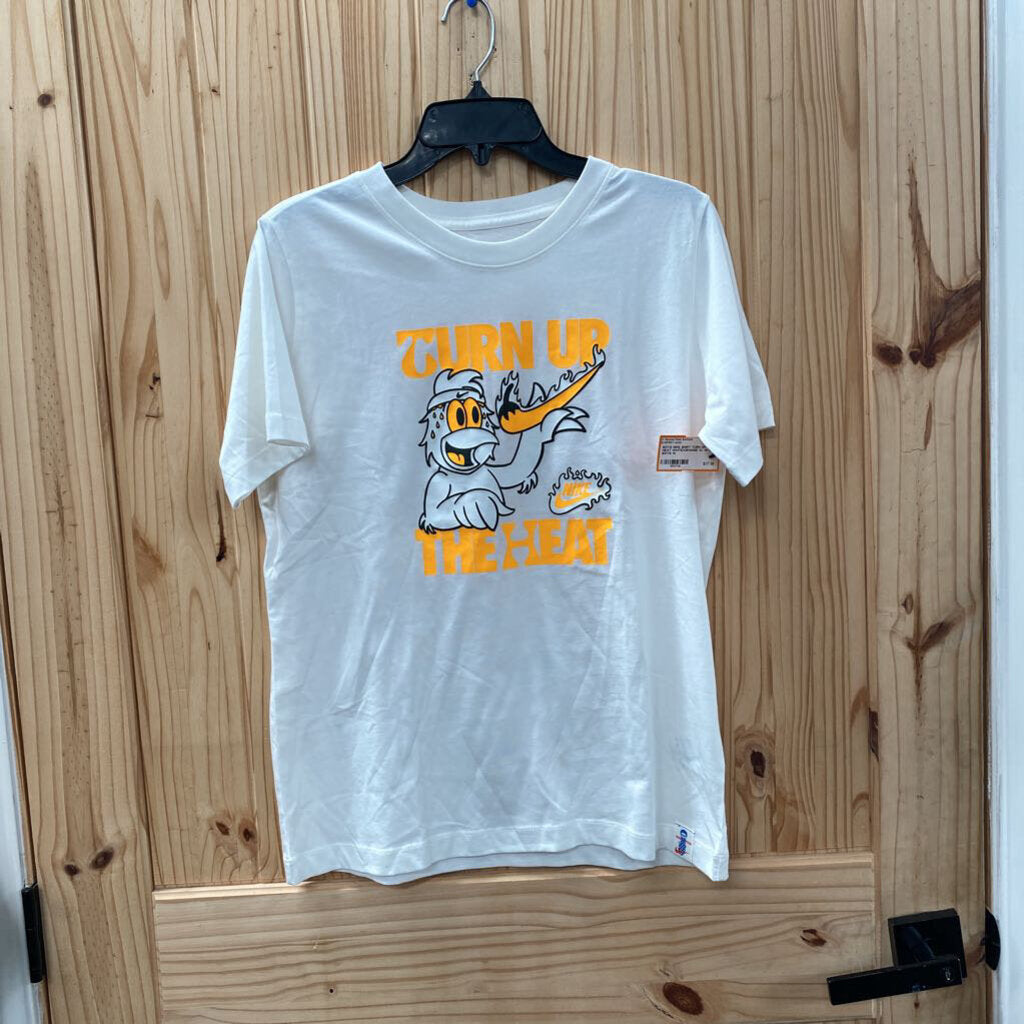 BOYS NIKE SHIRT TURN UP THE HEAT WHITE/ORANGE XL 14 NWT