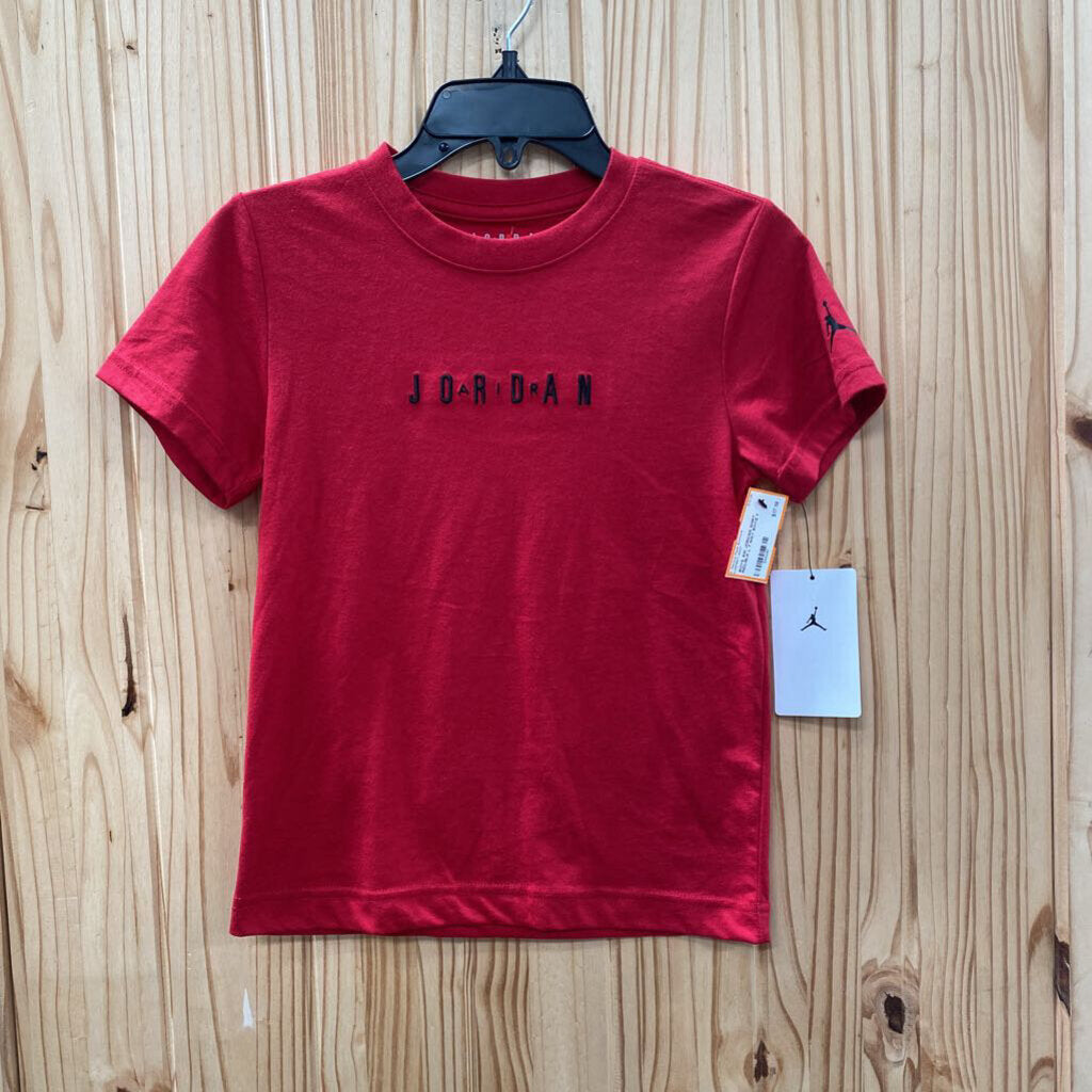 BOYS AIR JORDAN SHIRT RED/BLK L 7 NWT