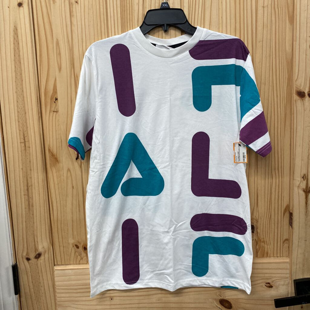FILA MENS M SHIRT TURQUOISE/WHITE/PURPLE