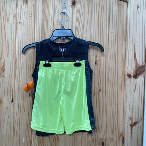 BOYS UNDER ARMOUR 2PX SET CHARCOAL/NEON GREEN 7 NWT
