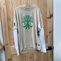 MENS LS SHIRT BEIGE/WHITE/GREEN XL NWT