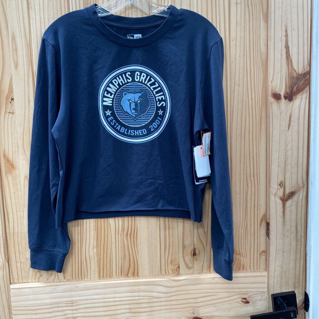 WOMENS NEW ERA MEMPHIS GRIZZLIES NAVY BLUE LS CROP TOP M NWT