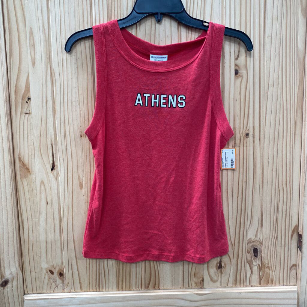 WOMENS ATHENS RED/WHITE TANK XL NWT
