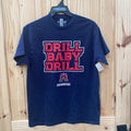 DRILL BABY DRILL HOUSRON ROUGHNECK NAVY BLUE/RED/WHITE SHIRT M NWT