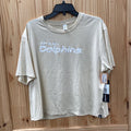 WOMENS MIAMI DOKPHINE BEIGE/WHITE CROP TOP XL NWT